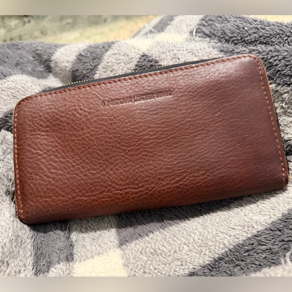 Portland Leather Rich Brown zip around wallet